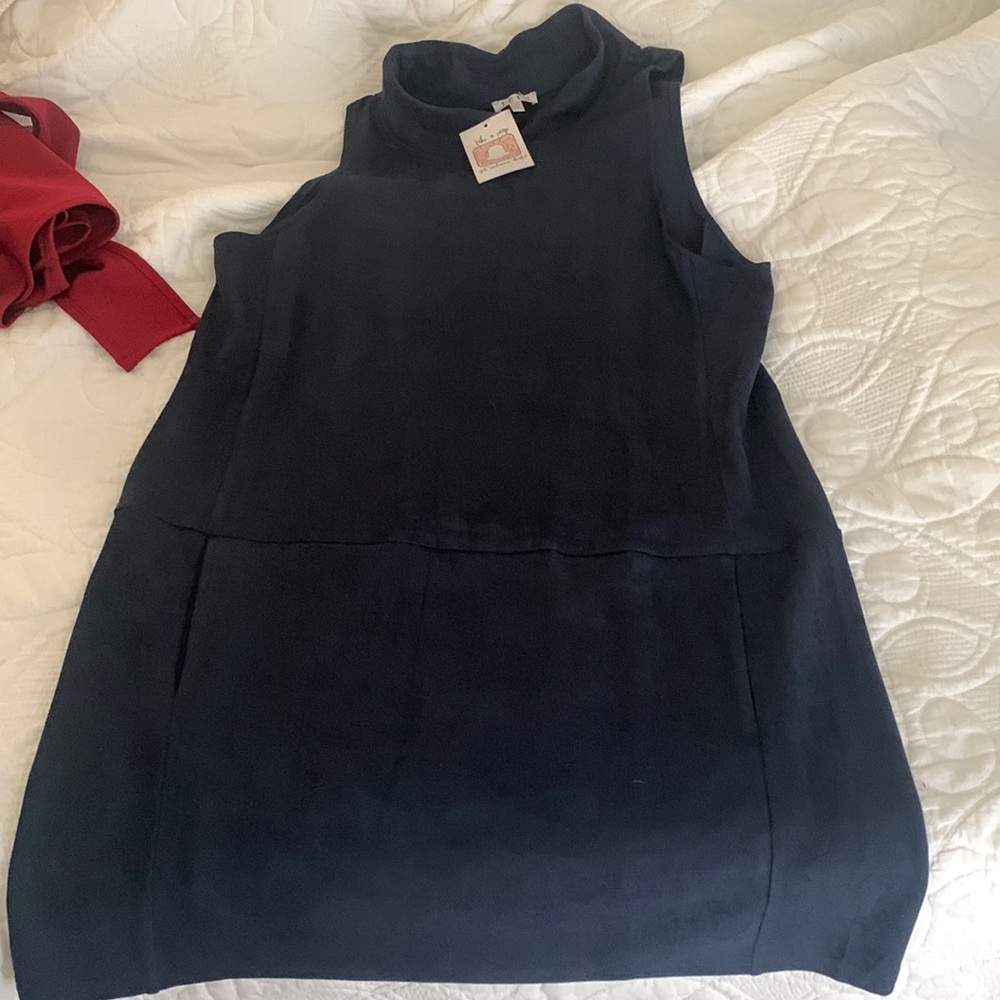 Precious, navy dress. Perfect with knee high boots.